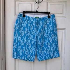 Lilly Pulitzer Brady Drop Me A Line Rope Linen Bermuda Shorts Size 6 EUC